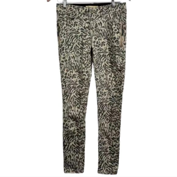 Democracy Ab Solution Zipper Moto Ankle‎ Length Skinny Jeans Leopard Size 4 - Picture 3 of 8